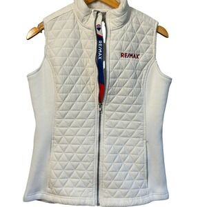 RE/MAX White Quilted Fleece Lined Full Zip Vest M FITS S Work Office Business